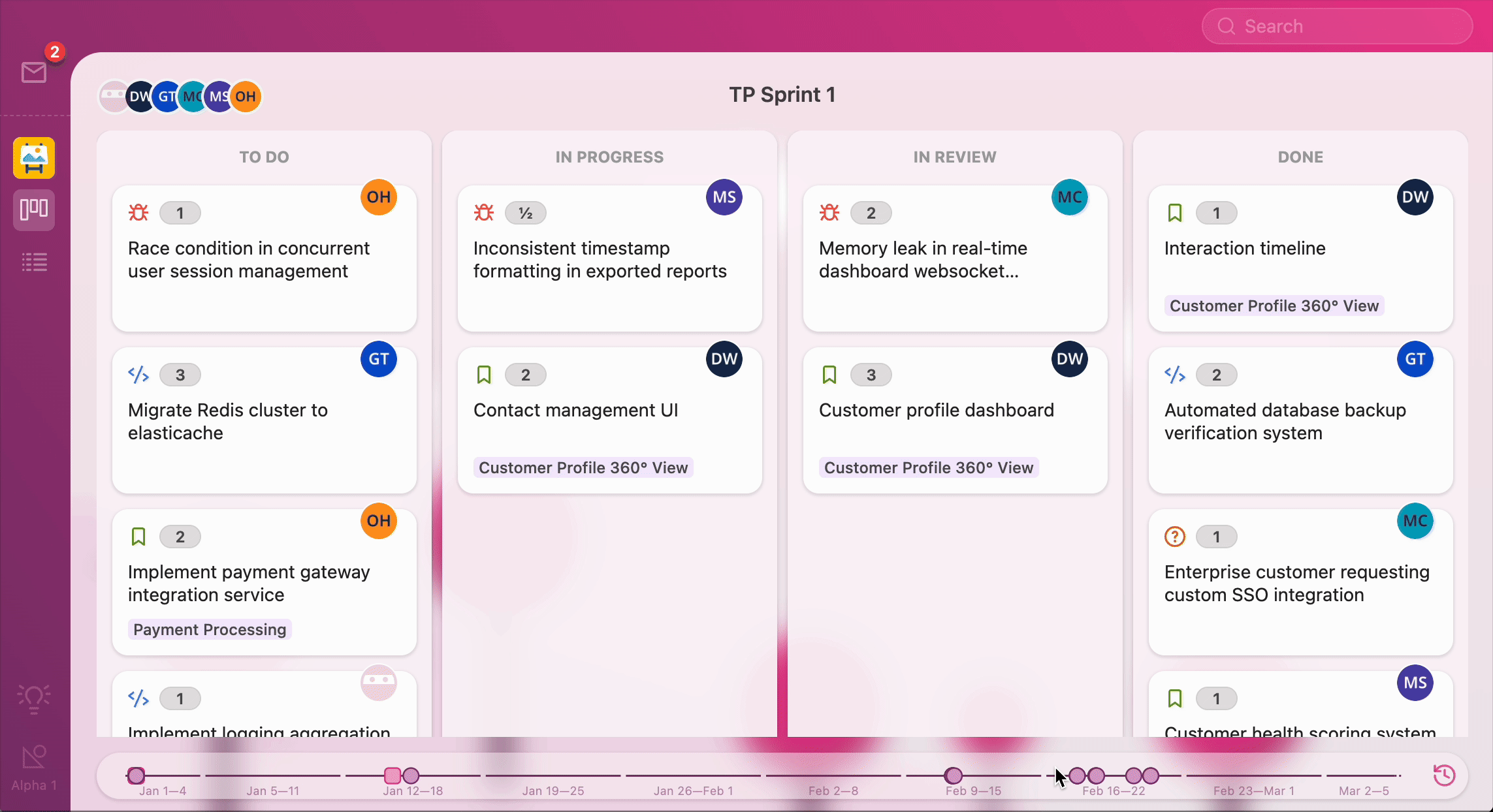 Draggable history timeline showing minute-by-minute updates